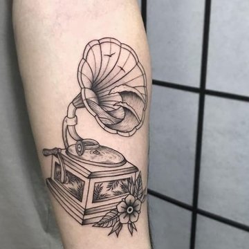 Gramofon tetoválási vázlat