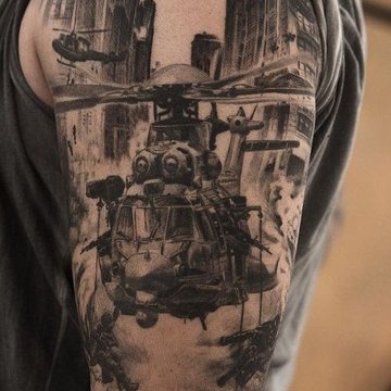 Helikopter tetoválási vázlat